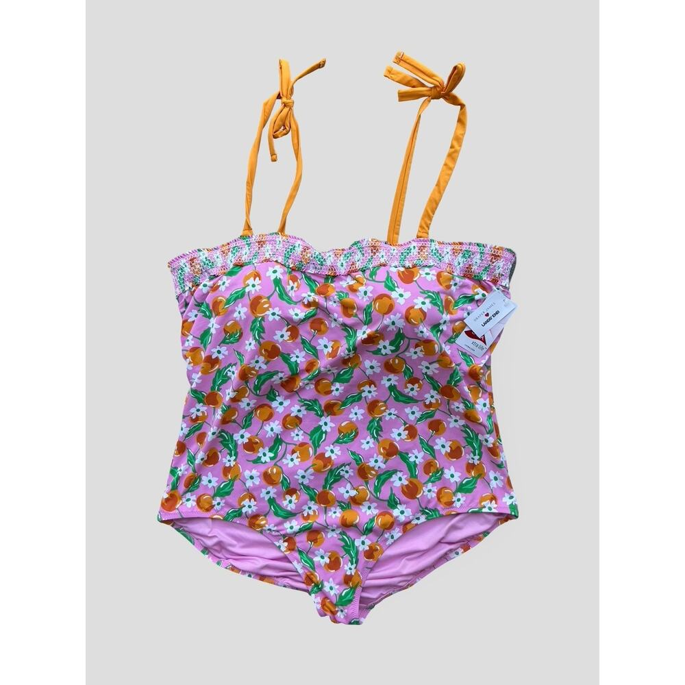 Draper James x Lands’ End Pink Cherry Floral One-Piece Swimsuit 26W NWT Beachy